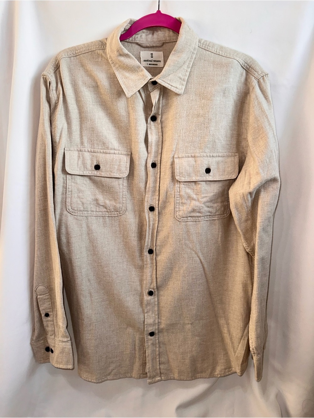 minimal weave Women's Cream Button-Up Utility Shirt